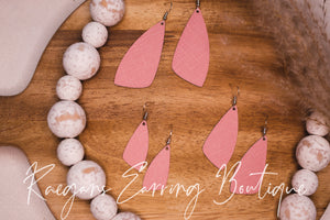 Pink Triangle-Shaped Saffiano Earrings