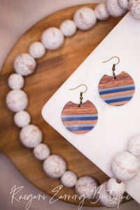 Wood and Blue Acrylic and Wood Earrings