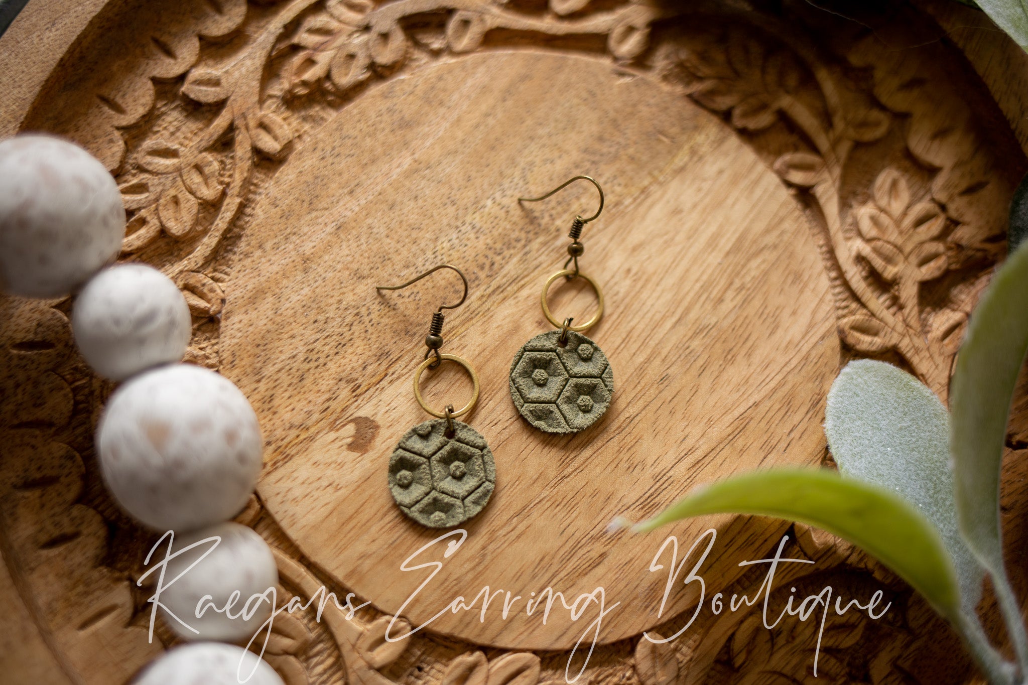 Small Stacked Circle Dangles — Olive Beehive