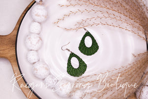 Green Woven Acrylic Cutout Earrings