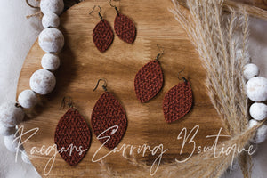 Brown Triangle Textured Football-Shaped Earrings