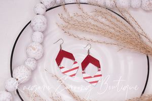 Red and White Stacked Earrings